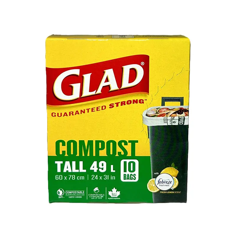 GLAD - 49L TALL COMPOST BAG W/ FEBREZE FRESH LEMON SCENT 12x1 EA