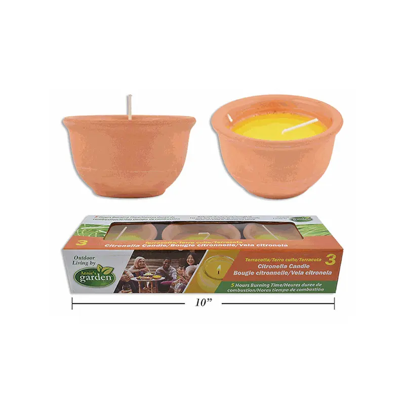 ANNIE GARDEN - 3PK CITRONELLA TERACOTTA CANDLE POT 3IN