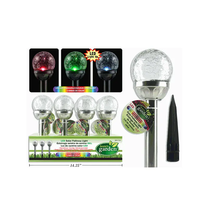 ANNIE GARDEN - SOLAR CRACKLE GLASS COLOUR CHANGING LED LIGHT 14.5IN