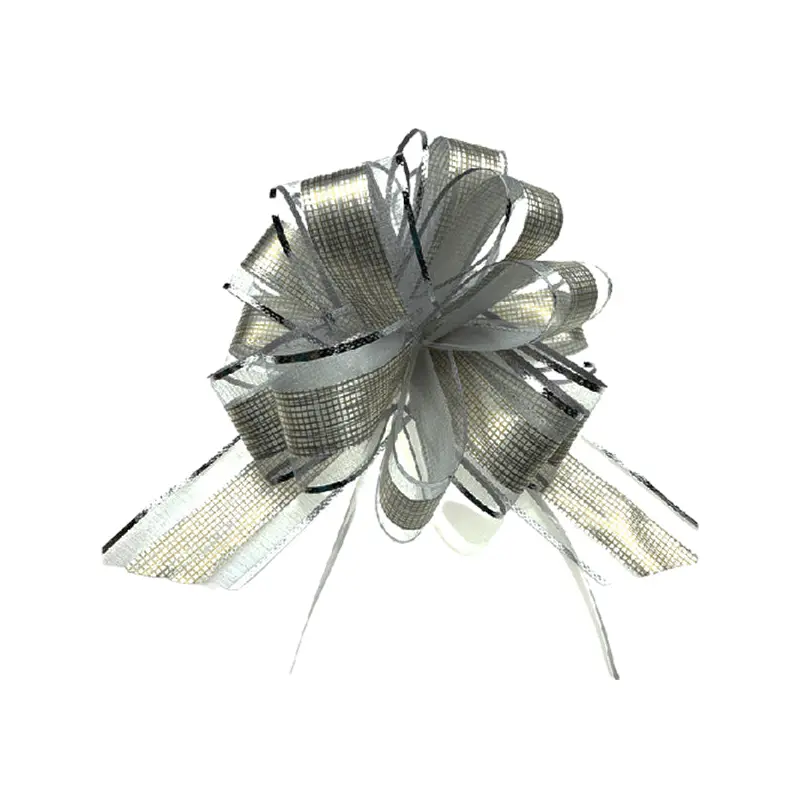 APEX ELEGANCE - 7IN MIXED FABRICS PULL BOWS- SILVER EA