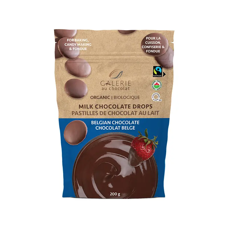 GALERIE AU CHOCOLAT - FAIRTRADE CHOCOLATE DROP BAG 36% MILK 200GR