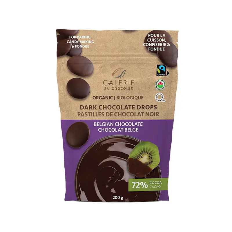 GALERIE AU CHOCOLAT - FAIRTRADE CHOCOLATE DROP BAG 72% DARK 200GR