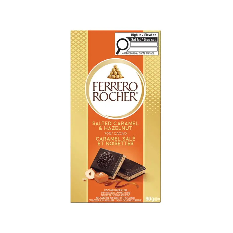 FERRERO - ROCHER DARK HAZELNUT & SALTED CARAMEL BAR 90GR