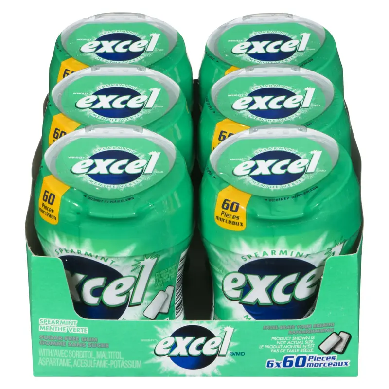 EXCEL - SPEARMINT BOTTLE GUM 6x60 PC