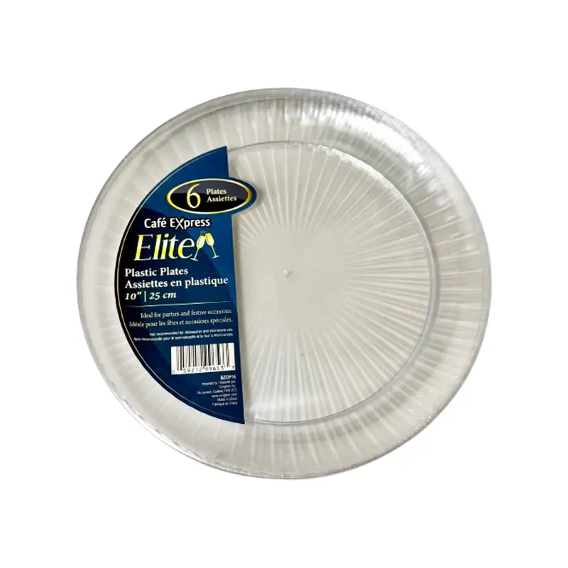 ELITE - 10 IN CLEAR POLYSTYRENE PLATES EA