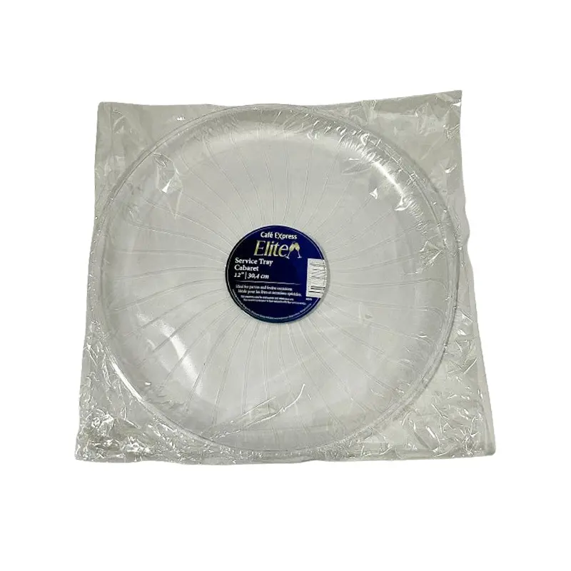 ELITE - 12IN CLEAR ROUND POLYSTYRENE TRAY EA