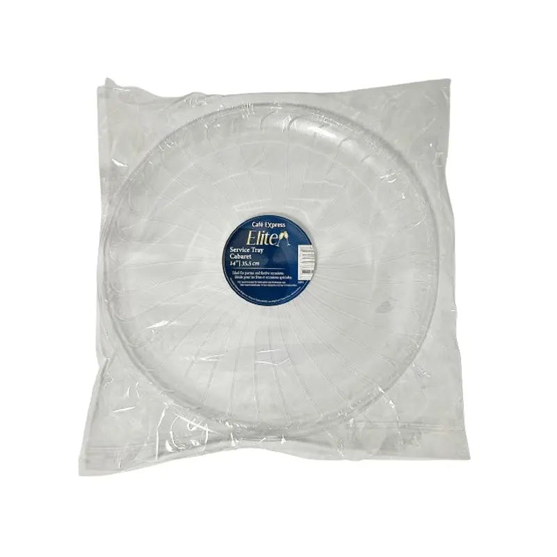 ELITE - 14IN CLEAR ROUND POLYSTYRENE TRAY 25x EA