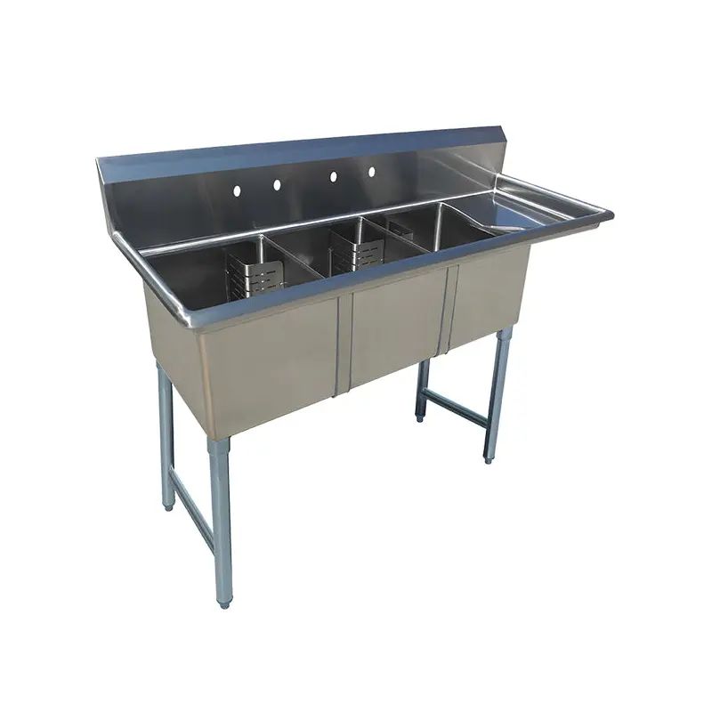 EFI - TRIPLE BOWL CORNER DRAIN SINK 24X24 1EA