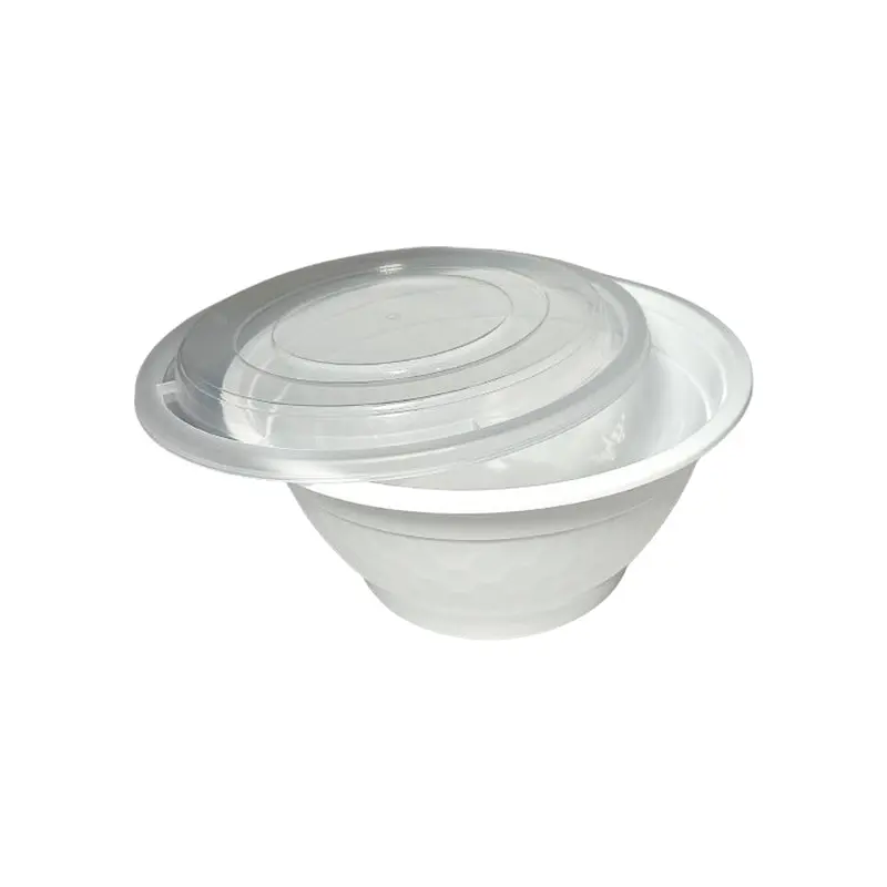 E2E FOODPACK - 42OZ ROUND BOWL WHITE BASE CLEAR LID 150EA