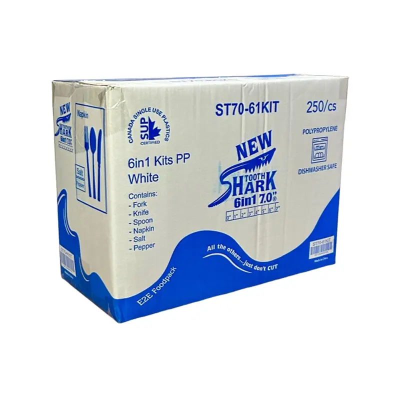 E2E FOODPACK - FORK KNIFE SPOON NAPKIN SALT AND PEPPER CUTLERY 250UN