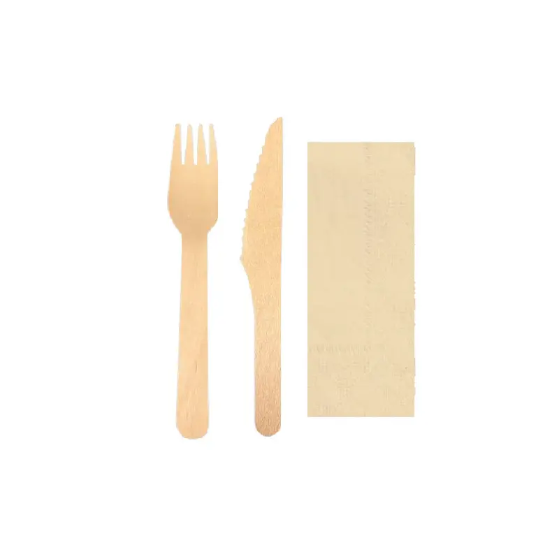 ECO+ - BIRCH FORK & KNIFE W/ NAPKIN 2 PLY 500EA
