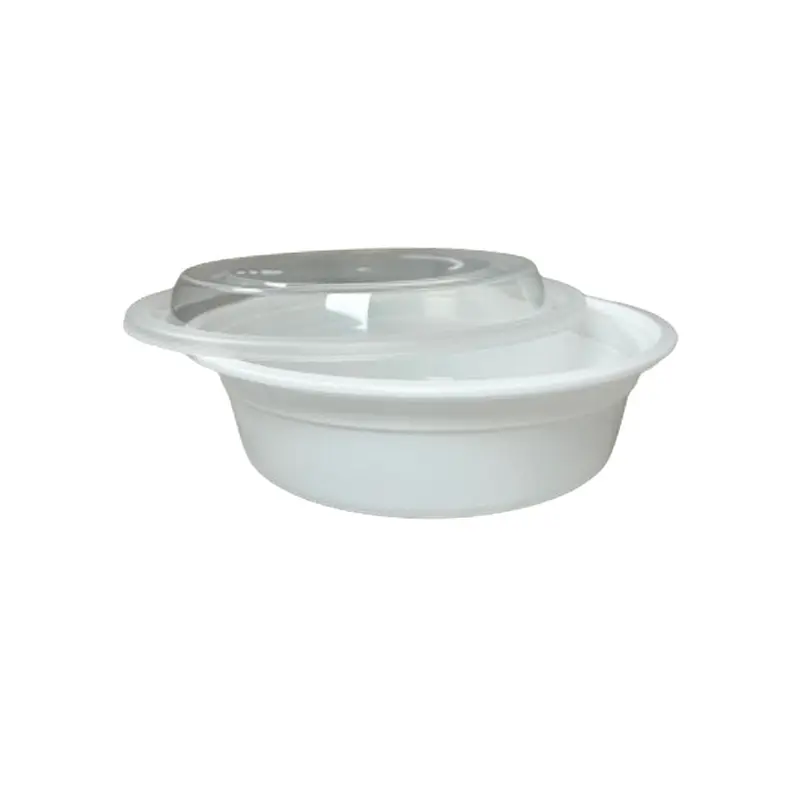 E2E - 16oz 6in ROUND FOOD CONTAINER WHITE BASE CLEAR LID 150EA