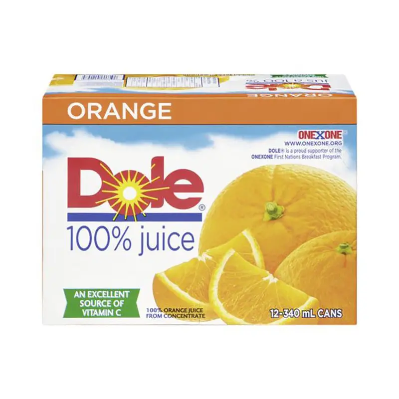 DOLE - 100 percent ORANGE JUICE 12x340ML