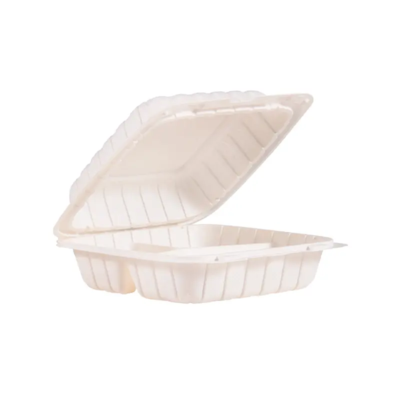 DART - 8IN MFPP WHITE 3COMPARTMENT HINGED CONTAINER 2x75 PK