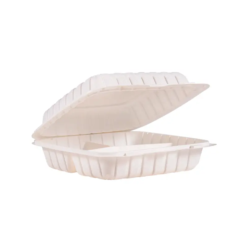 DART - 9IN MFPP WHITE 3COMPARTMENT HINGED CONTAINER 2x75 PK