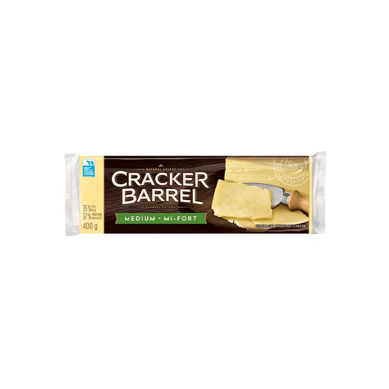 CRACKER BARREL - NATURAL CHEDDAR WHITE MEDIUM CHEESE 400GR
