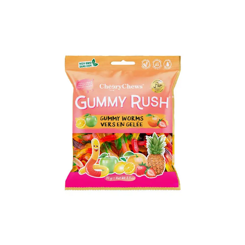CHEERY CHEWS - GUMMY WORMS MIXED FLAVORS 90GR