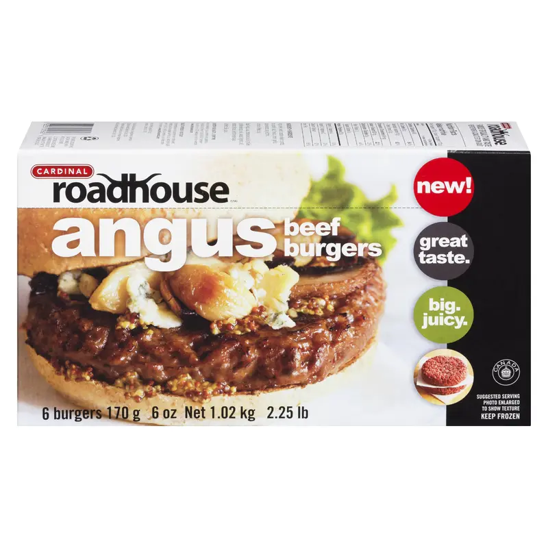 CARDINAL - ROADHOUSE ANGUS BEEF BURGERS 1.02KG
