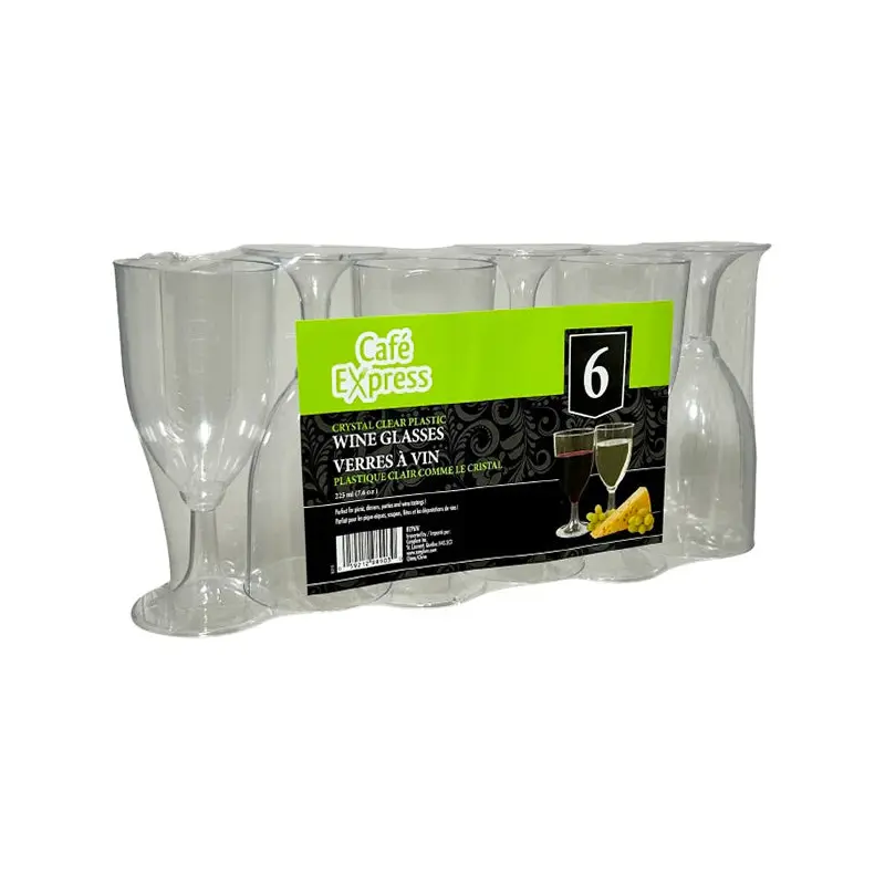 CAFE EXPRESS - CLEAR WINE PLASTIC GLASSES 225 ML 24x6 EA