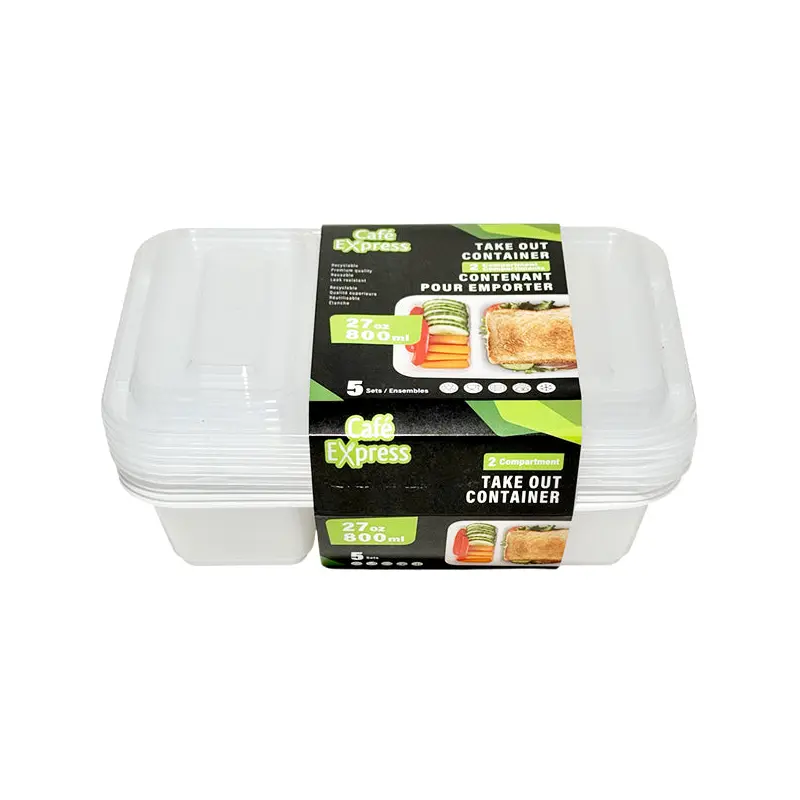 CAFE EXPRESS - WHITE BASE 2-COMPARTMENT TAKE OUT 800ML 5PK
