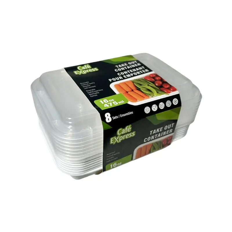 CAFE EXPRESS - WHITE  RECTANGLE CONTAINER COMBO 16OZ 8EA