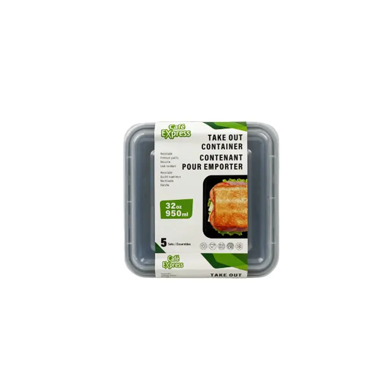 CAFE EXPRESS - WHITE  RECTANGLE CONTAINER COMBO 32OZ 12x5 EA