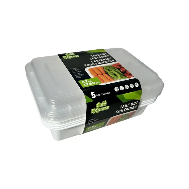 CAFE EXPRESS - WHITE  RECTANGLE CONTAINER COMBO 42OZ 12x5 EA