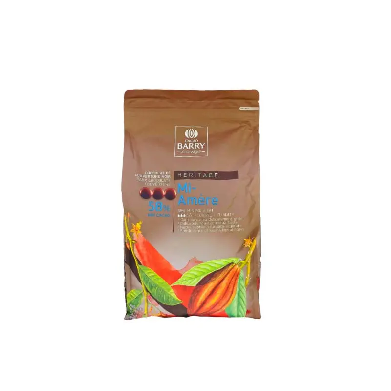 CACAO BARRY - MI AMERE 58% SEMI SWEET CHOCOLATE PISTOLES 5KG